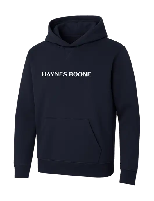 Allmade Dark Navy Organic French Terry Pullover Hoodie w/Haynes & Boone Logo