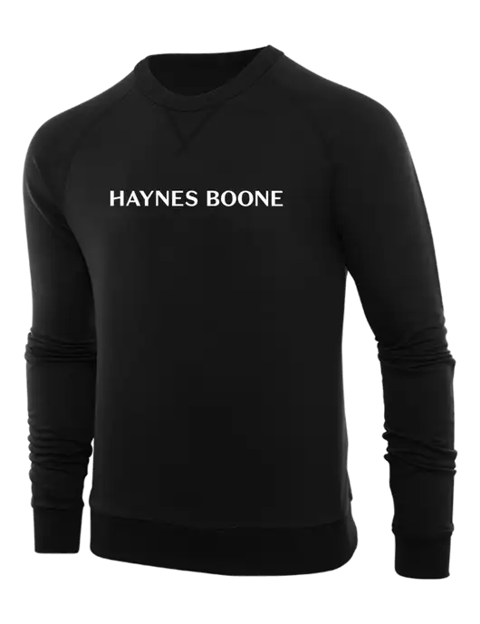 Allmade Deep Black Organic French Terry Crewneck Sweatshirt w/Haynes & Boone Logo