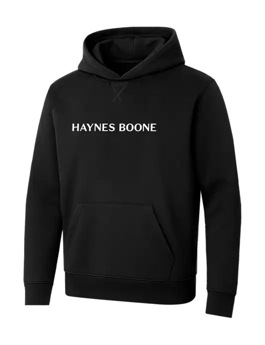 Allmade Deep Black Organic French Terry Pullover Hoodie w/Haynes & Boone Logo