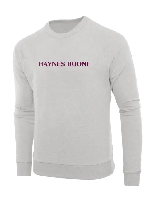 Allmade Granite Grey Heather Organic French Terry Crewneck Sweatshirt w/Haynes & Boone Logo