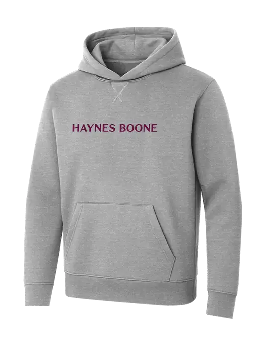 Allmade Granite Grey Heather Organic French Terry Pullover Hoodie w/Haynes & Boone Logo