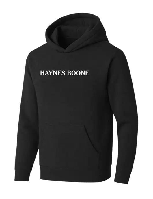 BELLA+CANVAS Black Heather Sponge Fleece Pullover Hoodie w/Haynes & Boone Logo
