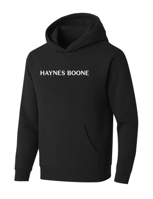 BELLA+CANVAS Black Sponge Fleece Pullover Hoodie w/Haynes & Boone Logo