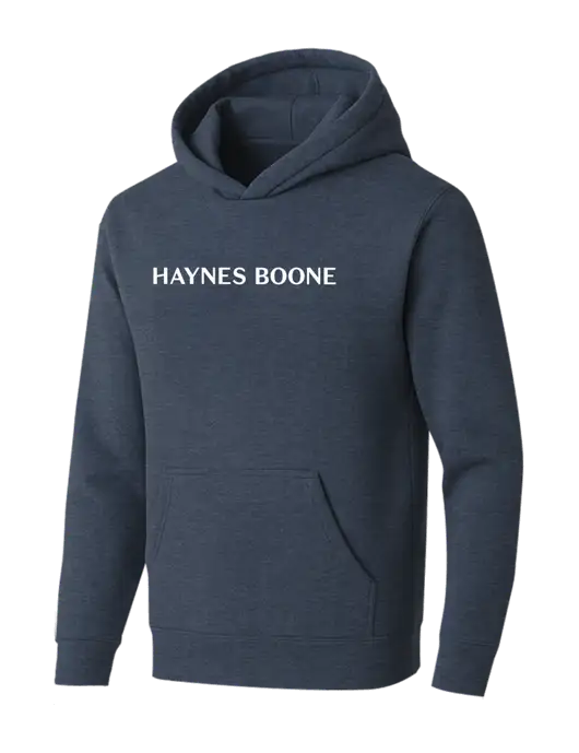 BELLA+CANVAS Heather Navy Sponge Fleece Pullover Hoodie w/Haynes & Boone Logo