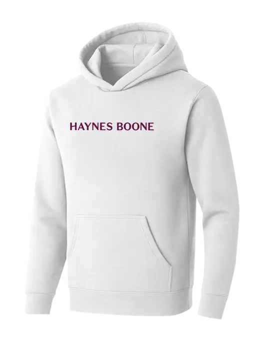 BELLA+CANVAS Heathered White Sponge Fleece Pullover Hoodie w/Haynes & Boone Logo