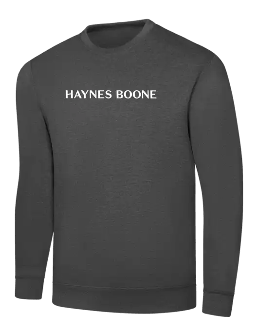 Charcoal 7.8 oz Ring Spun Crew Sweatshirt w/Haynes & Boone Logo