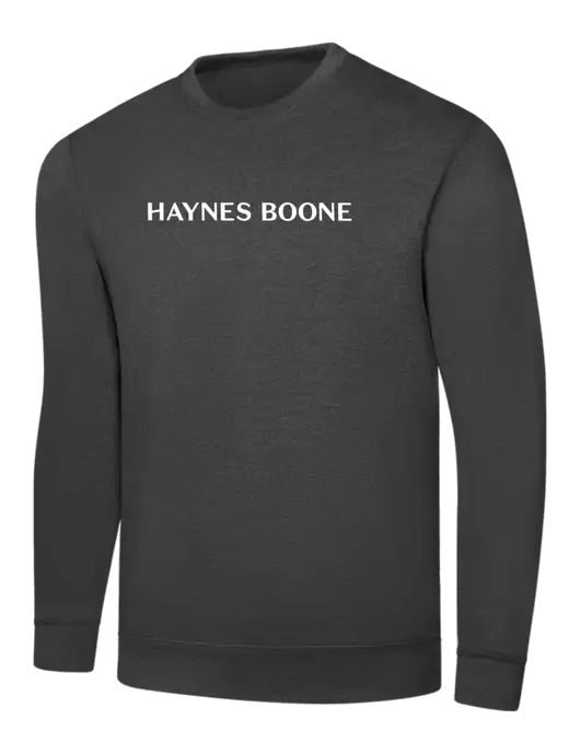 Dark Heather Grey 7.8 oz Ring Spun Crew Sweatshirt w/Haynes & Boone Logo