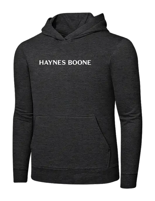 Dark Heather Grey 7.8 oz Ring Spun Hooded Sweatshirt w/Haynes & Boone Logo