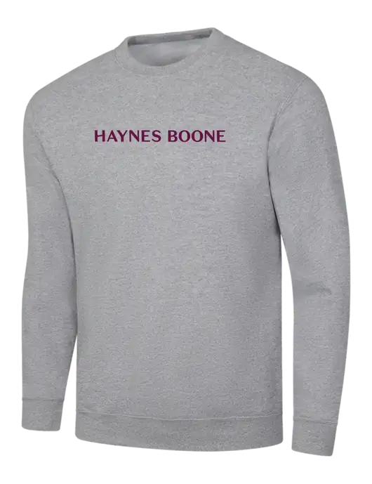 Light Grey Heather 7.8 oz Ring Spun Crew Sweatshirt w/Haynes & Boone Logo