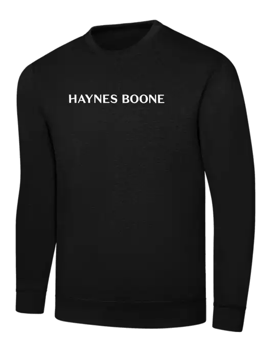 Black 7.8 oz Ring Spun Crew Sweatshirt w/Haynes & Boone Logo