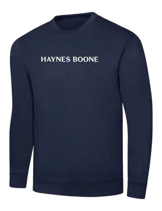 Navy 7.8 oz Ring Spun Crew Sweatshirt w/Haynes & Boone Logo