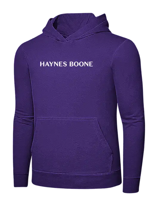 Purple 7.8 oz Ring Spun Hooded Sweatshirt w/Haynes & Boone Logo