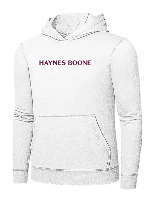 White 7.8 oz Ring Spun Hooded Sweatshirt w/Haynes & Boone Logo