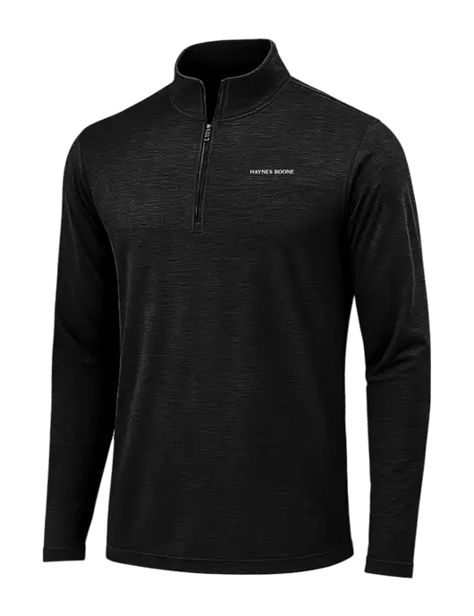Black Triad Solid Posicharge Tri-Blend Wicking 1/4 Zip Pullover w/Haynes & Boone Logo