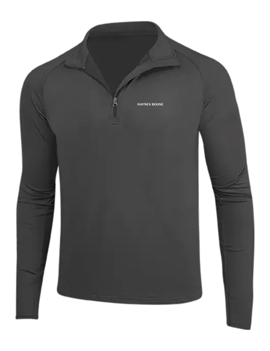 Charcoal Grey Sport Wick Stretch 1/4 Zip Pullover w/Haynes & Boone Logo