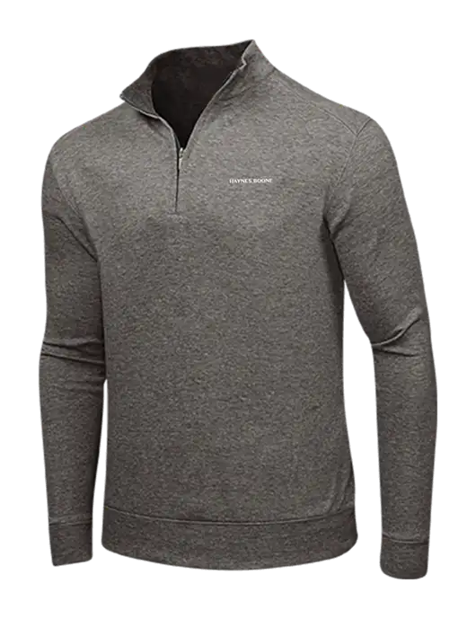 Charcoal Heather/Medium Heather Grey Interlock 1/4 Zip w/Haynes & Boone Logo