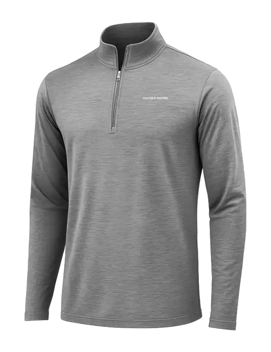 Dark Grey Heather Posicharge Tri-Blend Wicking 1/4 Zip Pullover w/Haynes & Boone Logo
