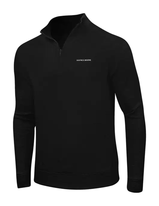 Deep Black/Charcoal Heather Interlock 1/4 Zip w/Haynes & Boone Logo