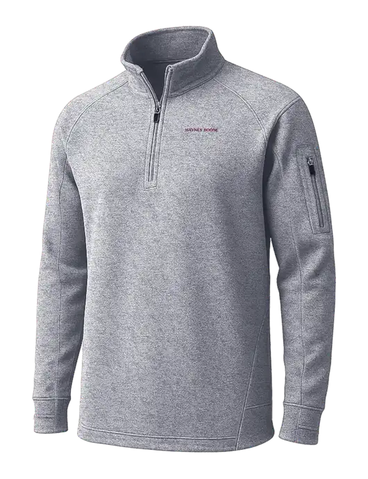 Grey Heather Tech Fleece 1/4 Zip Pullover w/Haynes & Boone Logo
