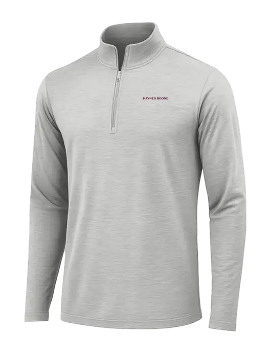 Light Grey Heather Posicharge Tri-Blend Wicking 1/4 Zip Pullover w/Haynes & Boone Logo