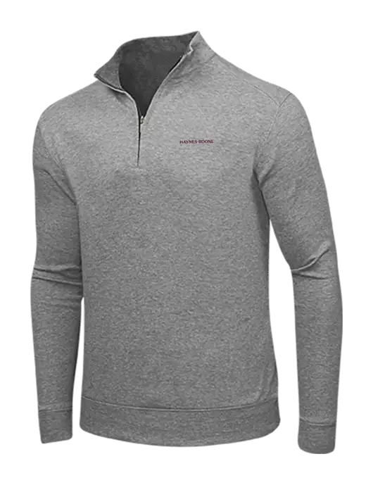 Medium Heather Grey/Charcoal Heather Interlock 1/4 Zip w/Haynes & Boone Logo