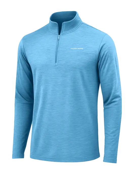 Light Blue Heather Posicharge Tri-Blend Wicking 1/4 Zip Pullover w/Haynes & Boone Logo