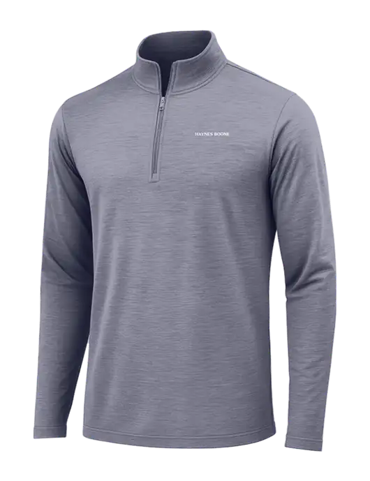 True Navy Heather Posicharge Tri-Blend Wicking 1/4 Zip Pullover w/Haynes & Boone Logo