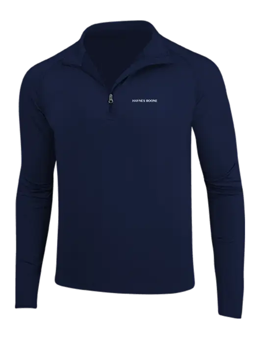 Navy Sport Wick Stretch 1/4 Zip Pullover w/Haynes & Boone Logo