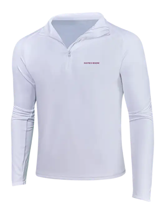 White Sport Wick Stretch 1/4 Zip Pullover w/Haynes & Boone Logo