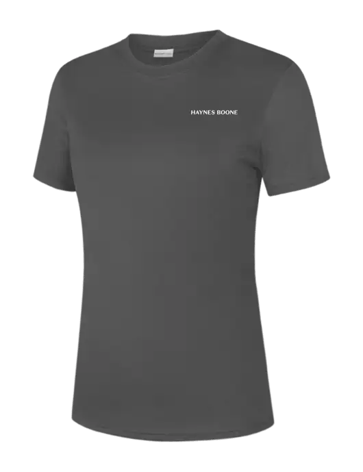  Womens Dark Grey PosiCharge Competitor Tee w/Haynes & Boone Logo