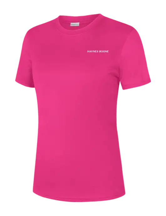   Womens Neon Pink PosiCharge Competitor Tee w/Haynes & Boone Logo