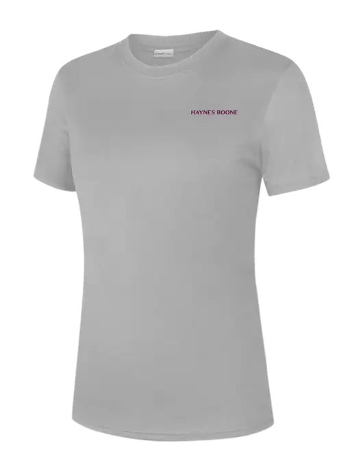  Womens Light Grey PosiCharge Competitor Tee w/Haynes & Boone Logo
