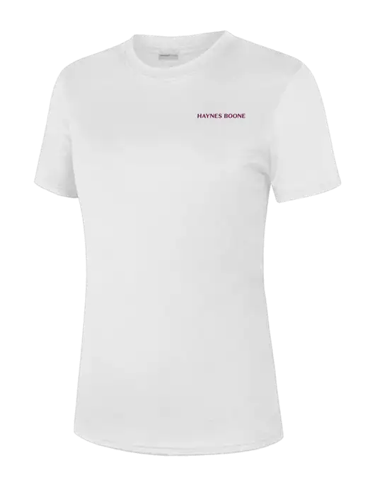  Womens White PosiCharge Competitor Tee w/Haynes & Boone Logo