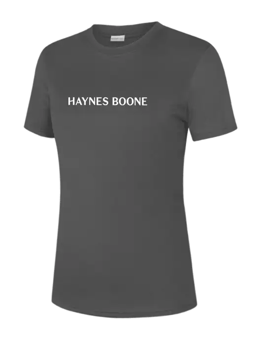  Womens Dark Grey PosiCharge Competitor Tee w/Haynes & Boone Logo