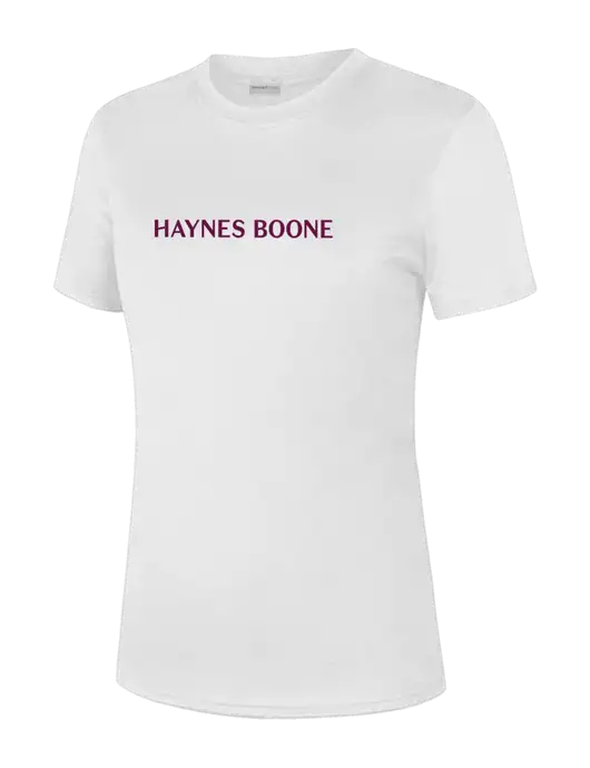  Womens White PosiCharge Competitor Tee w/Haynes & Boone Logo