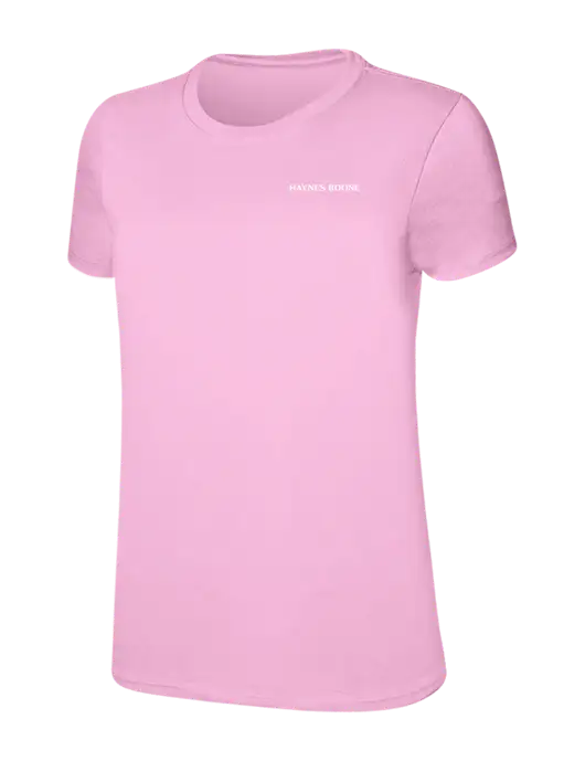 Womens Ring Spun Candy Pink 4.5 oz T-Shirt w/Haynes & Boone Logo