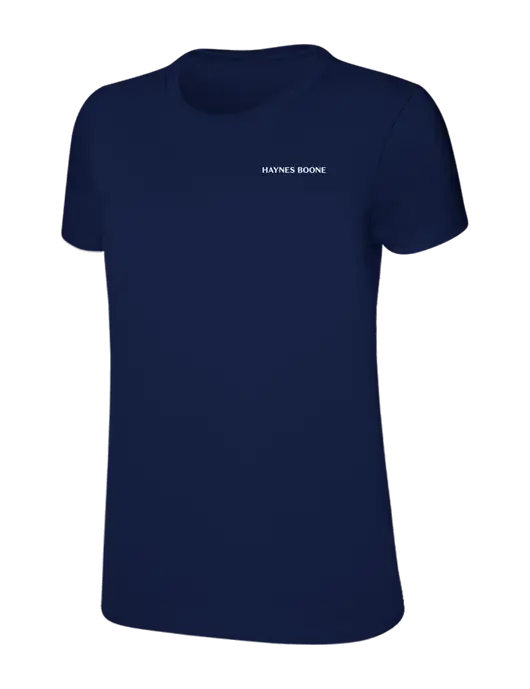 Womens Ring Spun Navy 4.5 oz T-Shirt w/Haynes & Boone Logo