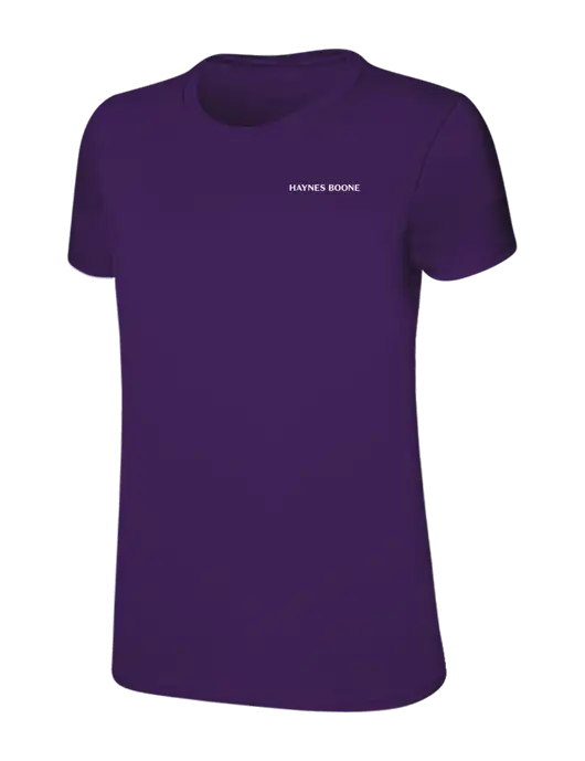 Womens Ring Spun Purple 4.5 oz T-Shirt w/Haynes & Boone Logo