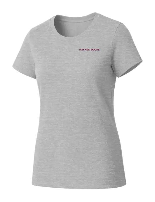 Womens Seriously Soft Light Heathered Grey T-Shirt w/Haynes & Boone Logo