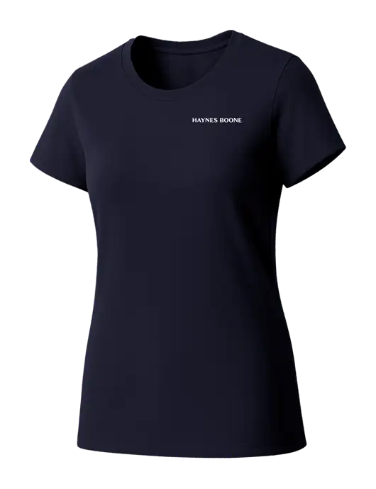 Womens Seriously Soft New Navy T-Shirt w/Haynes & Boone Logo