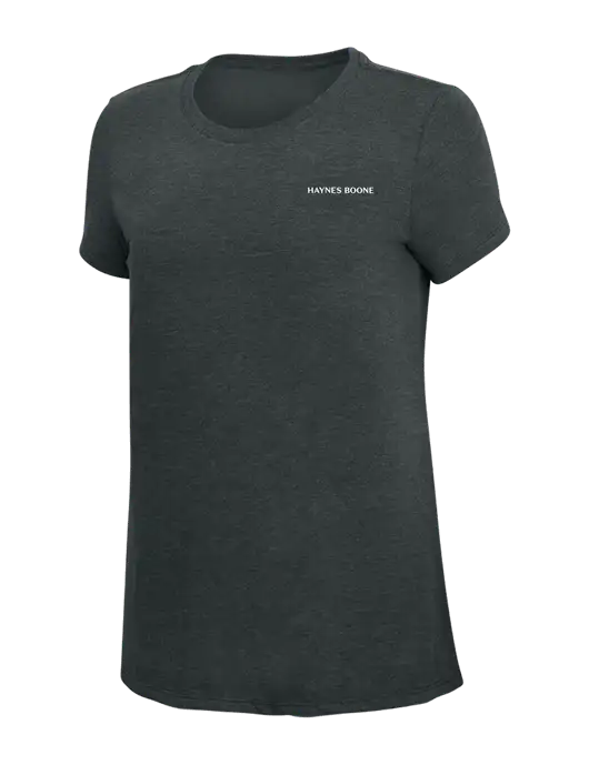 Womens Simply Soft Black Frost 4.5oz Poly/Combed Ring Spun Cotton T-Shirt w/Haynes & Boone Logo