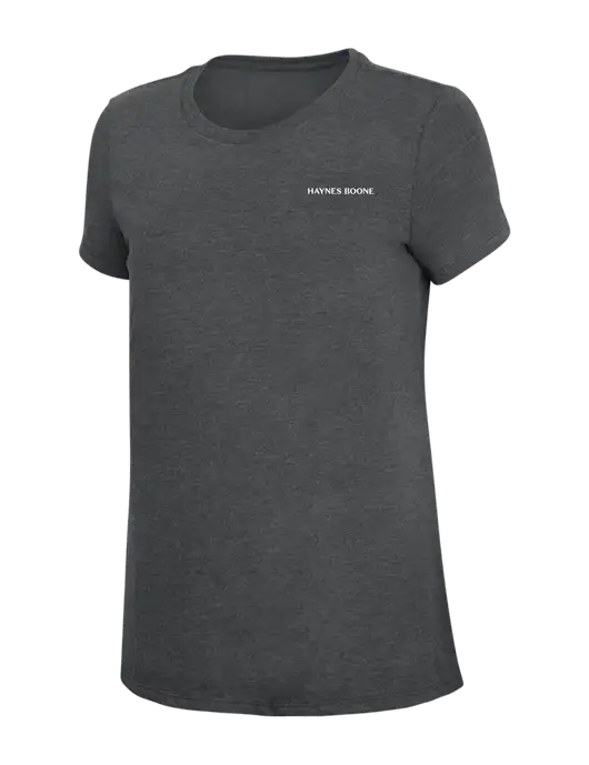 Womens Simply Soft Charcoal 4.5oz Poly/Combed Ring Spun Cotton T-Shirt w/Haynes & Boone Logo