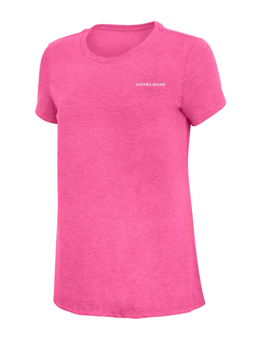 Womens Simply Soft Fuchsia Frost 4.5oz Poly/Combed Ring Spun Cotton T-Shirt w/Haynes & Boone Logo