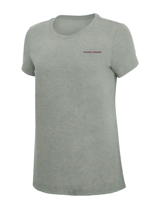 Womens Simply Soft Grey Frost 4.5oz  Poly/Combed Ring Spun Cotton T-Shirt w/Haynes & Boone Logo