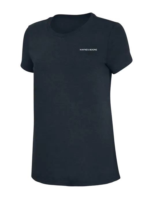 Womens Simply Soft Navy 4.5oz Poly/Combed Ring Spun Cotton T-Shirt w/Haynes & Boone Logo
