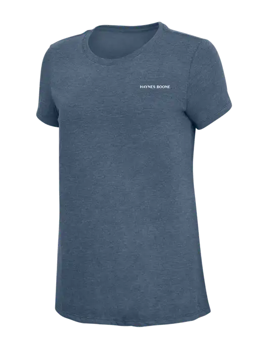 Womens Simply Soft Navy Frost 4.5oz  Poly/Combed Ring Spun Cotton T-Shirt w/Haynes & Boone Logo