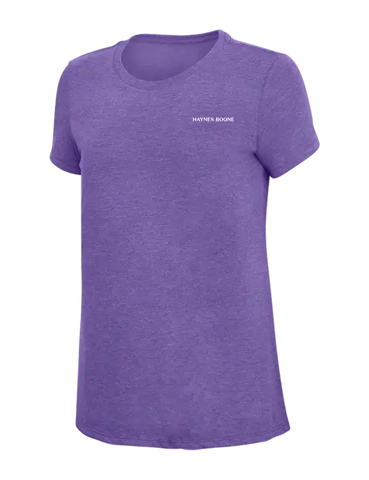 Womens Simply Soft Purple Frost 4.5oz  Poly/Combed Ring Spun Cotton T-Shirt w/Haynes & Boone Logo