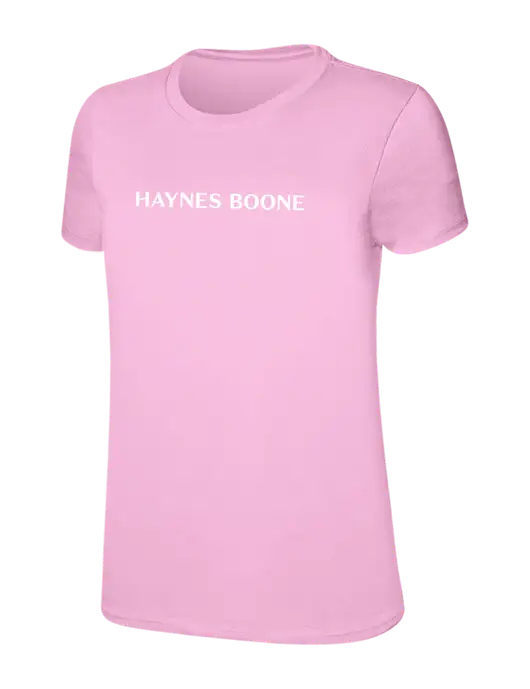 Womens Ring Spun Candy Pink 4.5 oz T-Shirt w/Haynes & Boone Logo