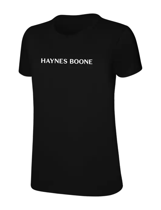 Womens Ring Spun Jet Black 4.5 oz T-Shirt w/Haynes & Boone Logo