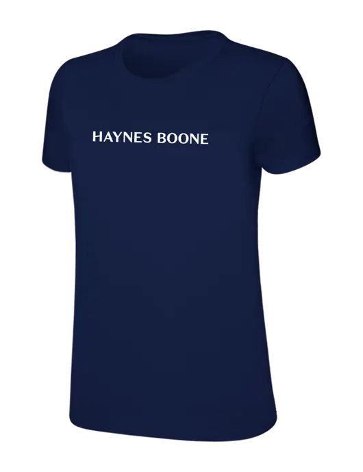Womens Ring Spun Navy 4.5 oz T-Shirt w/Haynes & Boone Logo